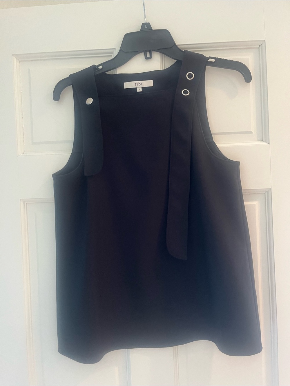 Tibi Black Sleeveless Top with Wide Neckline